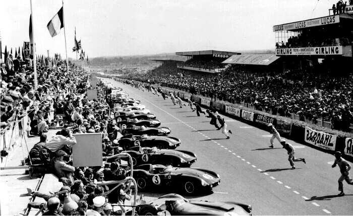 Starten på løpet i Le Mans i 1955.
