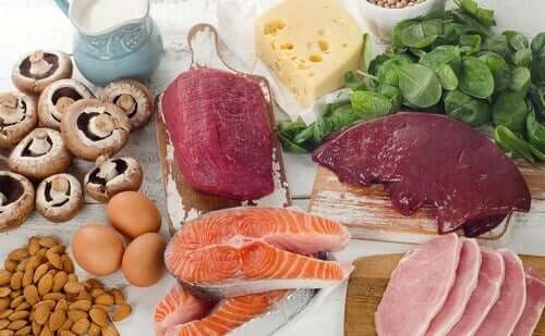 Mat med B-vitaminer.