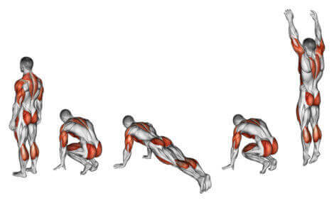 Burpees er en øvelse som fungerer hele kroppen